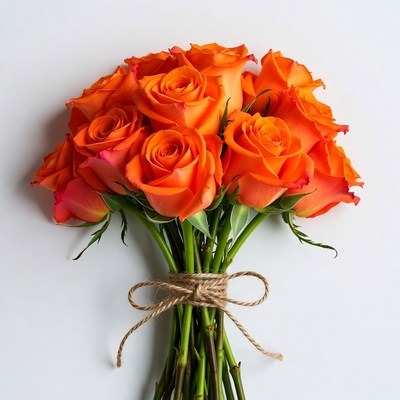 Orange Roses Bouquet Tied with Twine