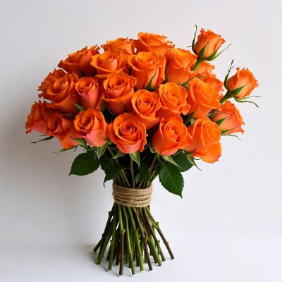 Orange Roses Bouquet Tied with Twine