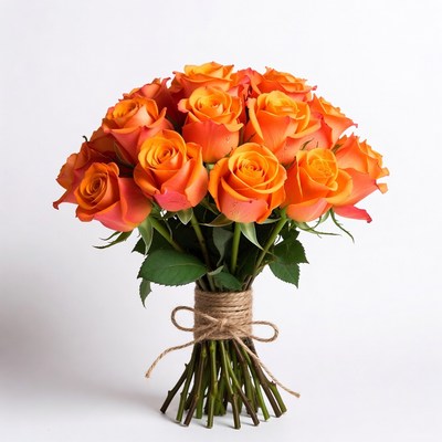 Orange Roses Bouquet Tied with Twine