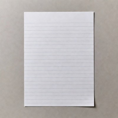 Blank lined white paper sheet