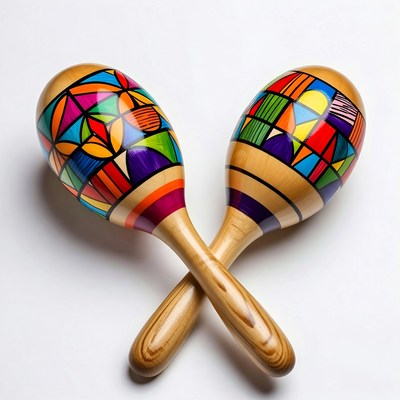 Colorful Painted Maracas Crossed