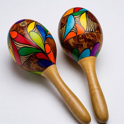 Colorful Painted Maracas Pair