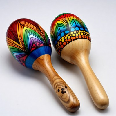 Colorful Painted Maracas Pair
