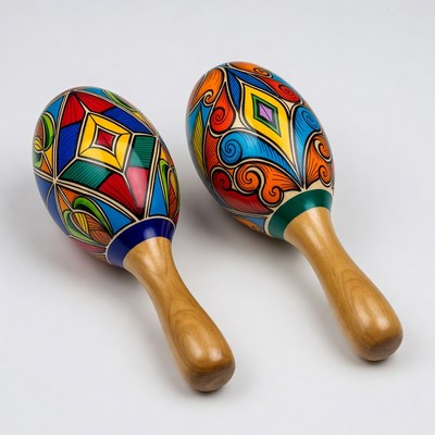 Colorful Mexican Maracas Pair