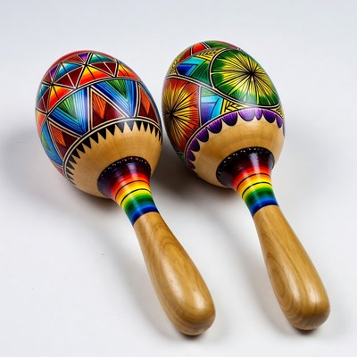 Colorful Painted Maracas Pair