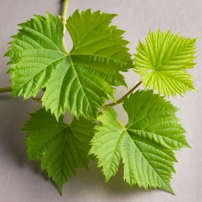 Fresh green grape leaves on stem
