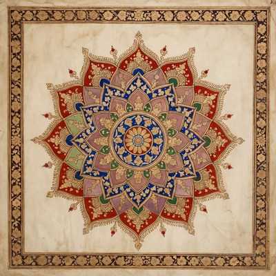 Ornate Multicolored Lotus Mandala Illustration