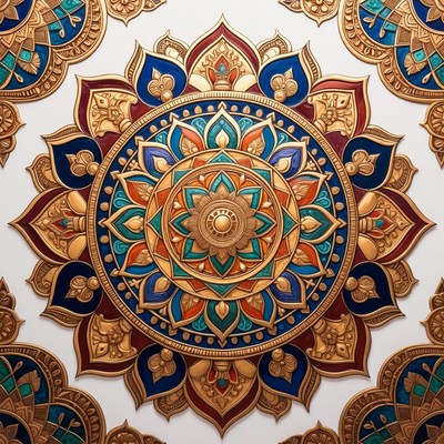 Ornate Mandala Gold Blue Design