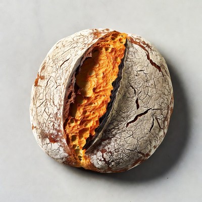 Sliced Rustic Bread with Crumb Interior