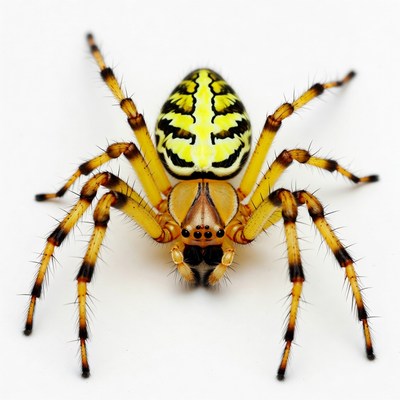 Yellow Garden Spider on White Background
