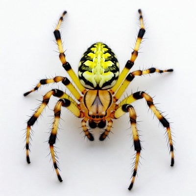 Yellow Garden Spider on White Background