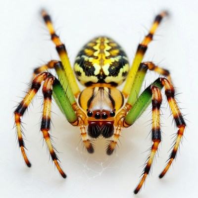 Colorful Green Orb Weaver Spider
