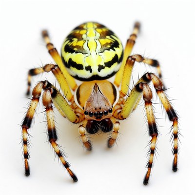 Yellow Garden Spider on White Background