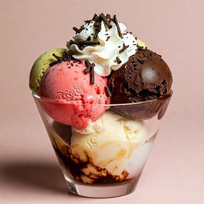 Colorful Ice Cream Sundae in Glass