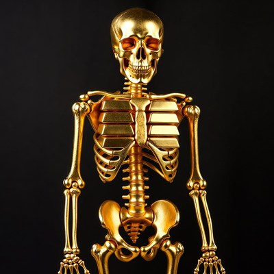 Golden Skeleton on Black Background