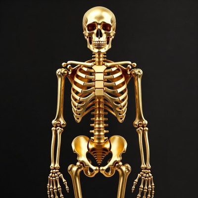 Golden Human Skeleton on Black