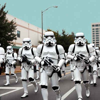 Stormtroopers marching on street