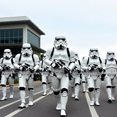 Stormtroopers marching in parade