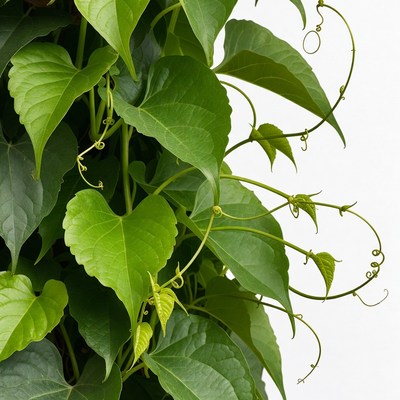 Green Vine Leaves with Tendrils