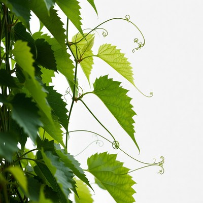 Green grapevine leaves with tendrils