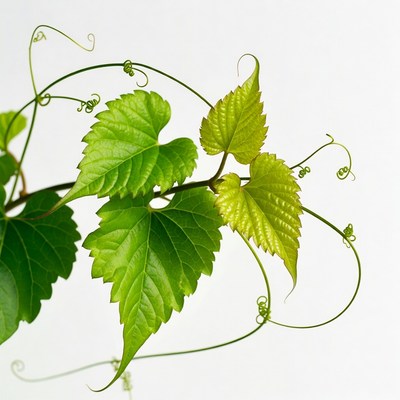 Green grapevine leaves with tendrils