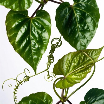 Heart-Shaped Green Leaves with Vines