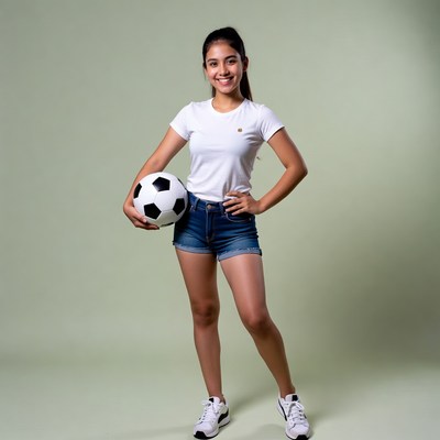 Girl holding soccer ball