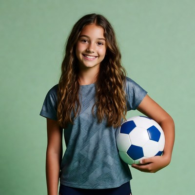 Girl holding soccer ball