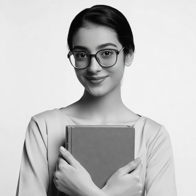 Young woman holding book