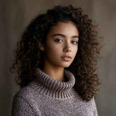 Young woman with curly hair