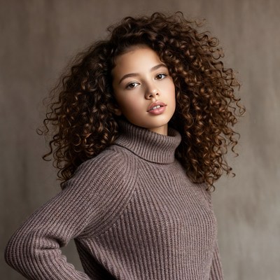 Young woman with curly hair