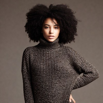 Woman with curly afro hairstyle