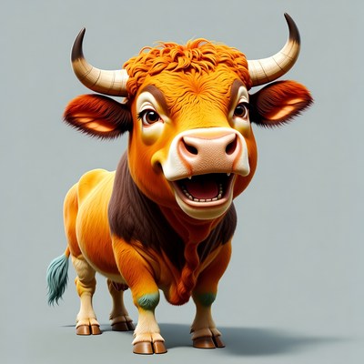Cartoon bull smiling happily