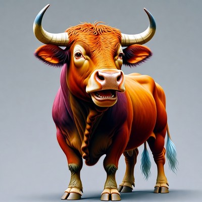 Cartoon bull with curved horns