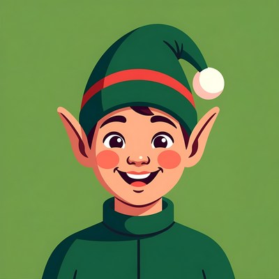 Smiling cartoon elf boy