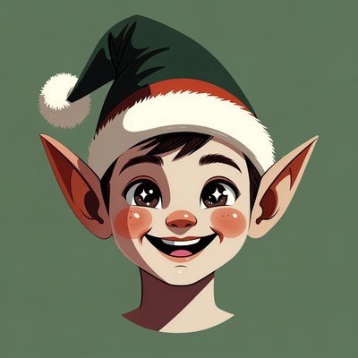 Smiling Christmas Elf Illustration