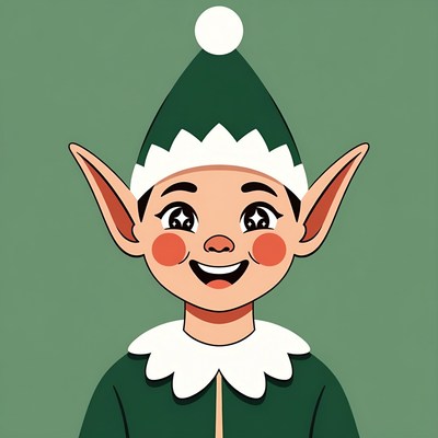 Smiling Cartoon Elf Boy