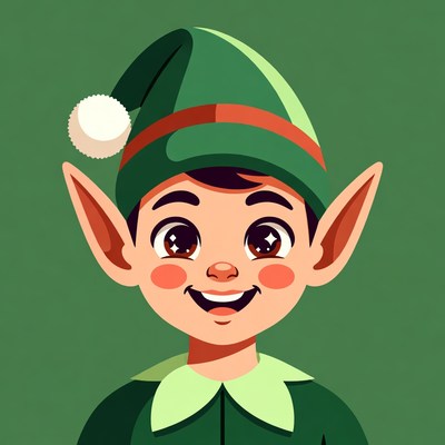 Smiling cartoon elf boy