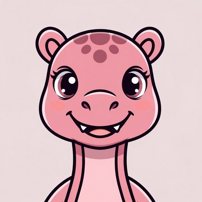 Cute pink cartoon dinosaur
