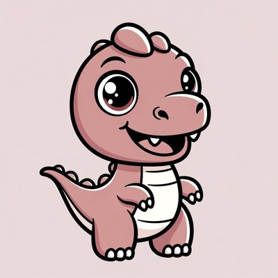 Cute pink baby dinosaur illustration