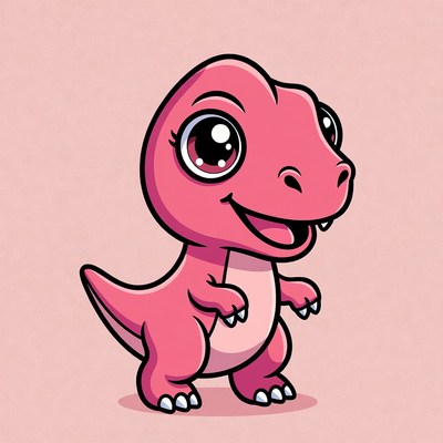 Cute pink T-Rex dinosaur illustration