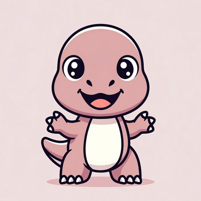 Cute pink baby dinosaur illustration