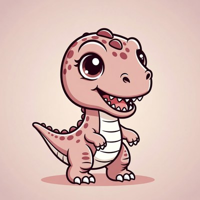 Cute pink baby T-Rex illustration