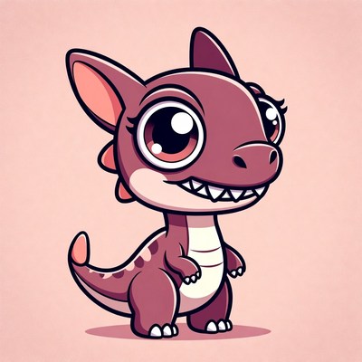 Cute cartoon baby dinosaur smiling