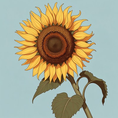 Sunflower illustration on blue background
