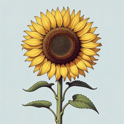 Sunflower illustration on blue background