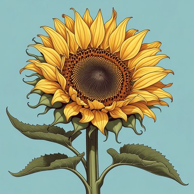 Sunflower on blue background