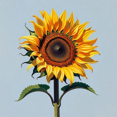 Vibrant sunflower on blue background