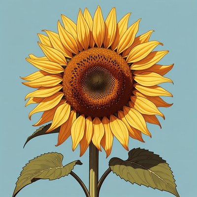 Sunflower illustration on blue background