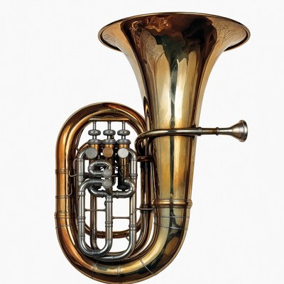 Brass Tuba on Isolated Background
